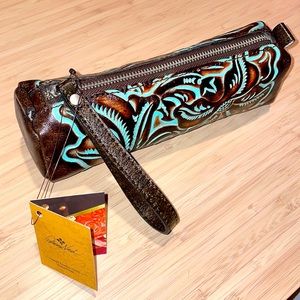 Patricia Nash Tooled Turquoise Cosmetic Case NWT